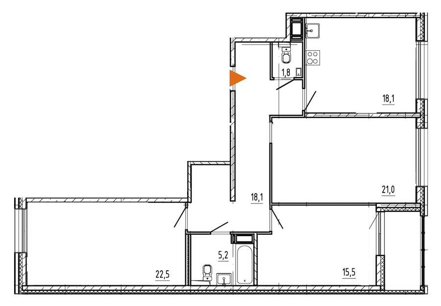 Трехкомнатная квартира в Эталон ЛенСпецСМУ: площадь 104.6 м2 , этаж: 6 – купить в Санкт-Петербурге